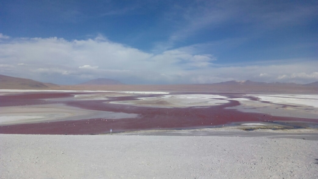 Le lagon rose de loin